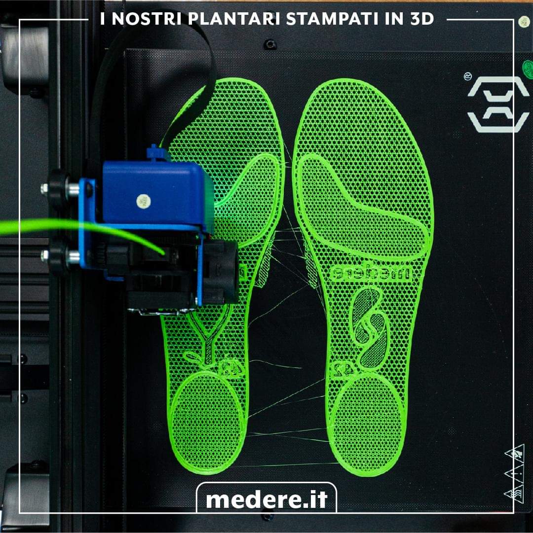 Lavorazione con stampante 3D del plantare sportivo biomeccanico MEDERE per calcio e futsal